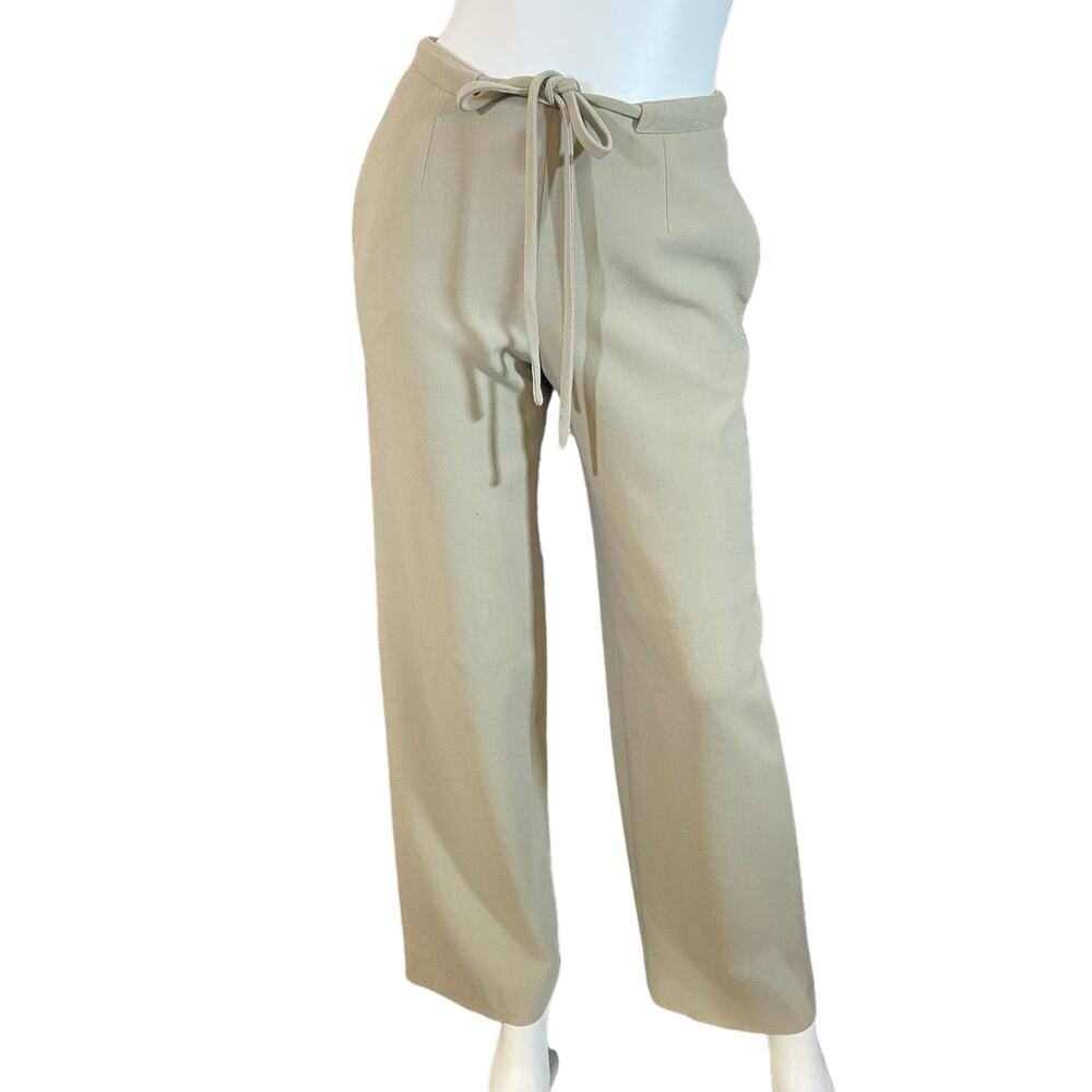 Y2K Giorgio Armani Beige Wool Wide Leg Trousers